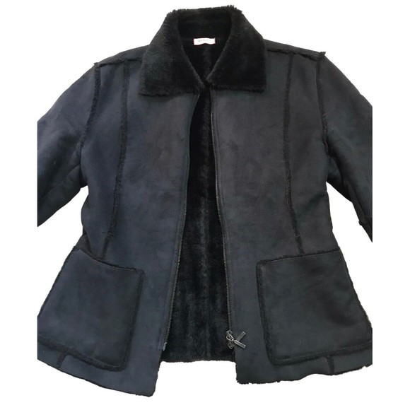 Max & Co Italy Womens Faux Suede Lined Jacket IT 40 US 6 Small S Medium M Black - Picture 3 of 14